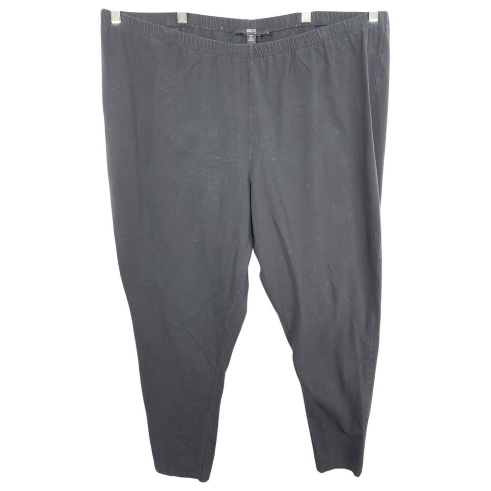 Ellos Roamans Plus Size 3X Pants 30W 32W Black Pull On Elastic Waist Cotton 1044